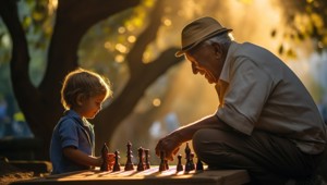 Chess Game Between Generations 1920 x 1076